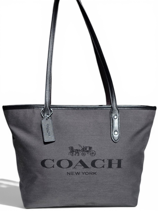 Coach Handbags - Coach Horse & Carriage Canvas City Tote | Charcoal Gray | Dust Bag Included